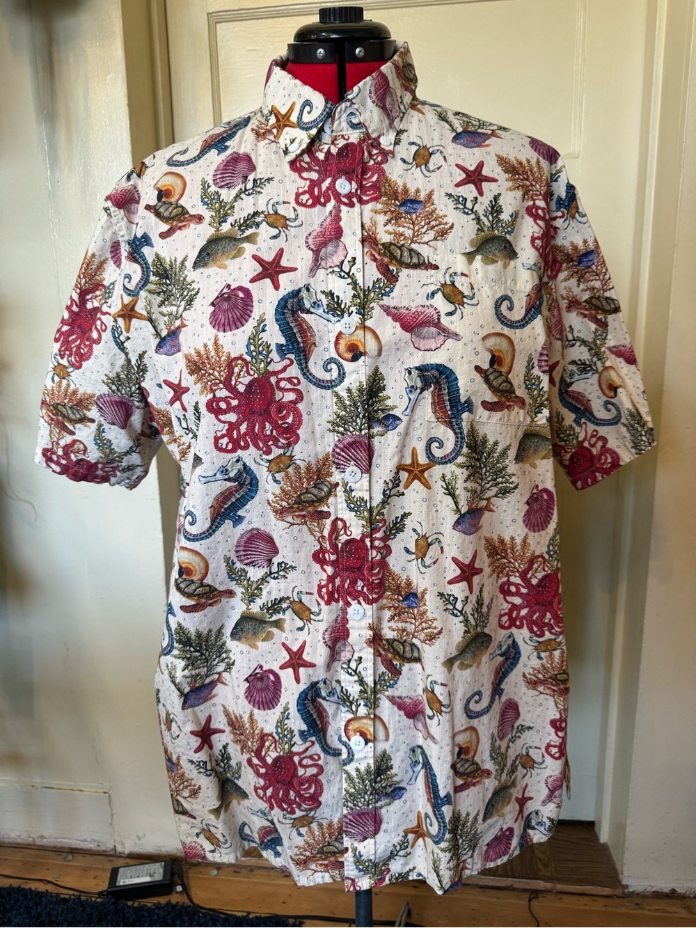 David’s Wear XL Ocean Sea Life Shirt Octopus Seahorse Fish 100% Cotton